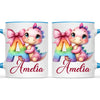 Personalised Pink Dino Alphabet Kids Mug – Custom Name Cup with Cute Dinosaur & Letter Design | 11oz, 6oz & Enamel Options