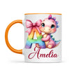 Personalised Pink Dino Alphabet Kids Mug – Custom Name Cup with Cute Dinosaur & Letter Design | 11oz, 6oz & Enamel Options