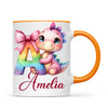 Personalised Pink Dino Alphabet Kids Mug – Custom Name Cup with Cute Dinosaur & Letter Design | 11oz, 6oz & Enamel Options
