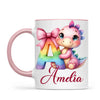 Personalised Pink Dino Alphabet Kids Mug – Custom Name Cup with Cute Dinosaur & Letter Design | 11oz, 6oz & Enamel Options