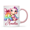 Personalised Pink Dino Alphabet Kids Mug – Custom Name Cup with Cute Dinosaur & Letter Design | 11oz, 6oz & Enamel Options