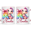 Personalised Pink Dino Alphabet Kids Mug – Custom Name Cup with Cute Dinosaur & Letter Design | 11oz, 6oz & Enamel Options