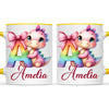 Personalised Pink Dino Alphabet Kids Mug – Custom Name Cup with Cute Dinosaur & Letter Design | 11oz, 6oz & Enamel Options