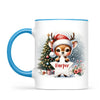 Personalised Christmas Reindeer Kids Mug – Custom Name Cup with Star Sign & Christmas Tree Design | 11 oz, 6 oz & Enamel Options