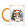 Personalised Christmas Reindeer Kids Mug – Custom Name Cup with Star Sign & Christmas Tree Design | 11 oz, 6 oz & Enamel Options