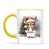 Personalised Christmas Reindeer Kids Mug – Custom Name Cup with Star Sign & Christmas Tree Design | 11 oz, 6 oz & Enamel Options