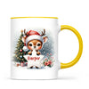Personalised Christmas Reindeer Kids Mug – Custom Name Cup with Star Sign & Christmas Tree Design | 11 oz, 6 oz & Enamel Options