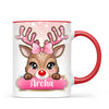 Personalised Christmas Reindeer Kids Mug – Custom Name Cup with Cute Boy or Girl Reindeer Design | 11 oz, 6 oz & Enamel Options