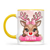 Personalised Christmas Reindeer Kids Mug – Custom Name Cup with Cute Boy or Girl Reindeer Design | 11 oz, 6 oz & Enamel Options