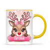Personalised Christmas Reindeer Kids Mug – Custom Name Cup with Cute Boy or Girl Reindeer Design | 11 oz, 6 oz & Enamel Options