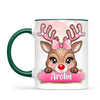 Personalised Christmas Reindeer Kids Mug – Custom Name Cup with Cute Boy or Girl Reindeer Design | 11 oz, 6 oz & Enamel Options