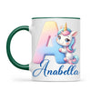Personalised Unicorn Alphabet Kids Mug – Custom Name Cup with Magical Letter Design | 11 oz, 6 oz & Enamel Options