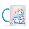 Personalised Unicorn Alphabet Kids Mug – Custom Name Cup with Magical Letter Design | 11 oz, 6 oz & Enamel Options
