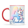 Personalised Unicorn Alphabet Kids Mug – Custom Name Cup with Magical Letter Design | 11 oz, 6 oz & Enamel Options