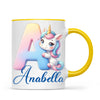 Personalised Unicorn Alphabet Kids Mug – Custom Name Cup with Magical Letter Design | 11 oz, 6 oz & Enamel Options