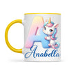 Personalised Unicorn Alphabet Kids Mug – Custom Name Cup with Magical Letter Design | 11 oz, 6 oz & Enamel Options