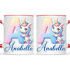 Personalised Unicorn Alphabet Kids Mug – Custom Name Cup with Magical Letter Design | 11 oz, 6 oz & Enamel Options