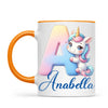 Personalised Unicorn Alphabet Kids Mug – Custom Name Cup with Magical Letter Design | 11 oz, 6 oz & Enamel Options