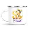 Personalised Yellow Dino Alphabet Kids Mug – Custom Name Cup with Cute Dinosaur & Rainbow Bow | 11 oz, 6 oz & Enamel Options