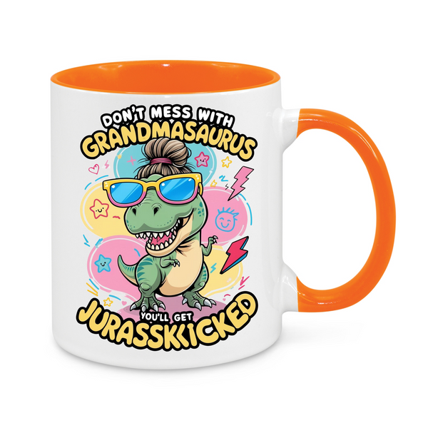 Funny “Grandmasaurus” Mug – Don’t Mess With Grandma Dinosaur – Humorous Gift for Gran or Nana