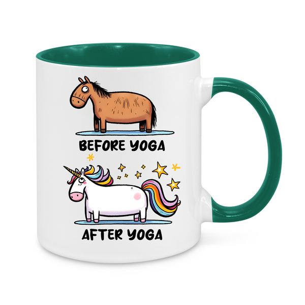 Before & After Yoga Mug – Funny Horse to Unicorn Transformation Gift for Yoga Lovers