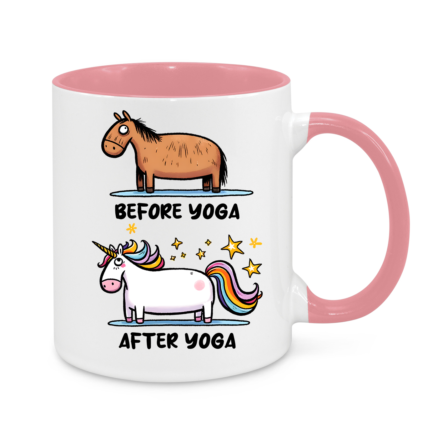 Before & After Yoga Mug – Funny Horse to Unicorn Transformation Gift for Yoga Lovers