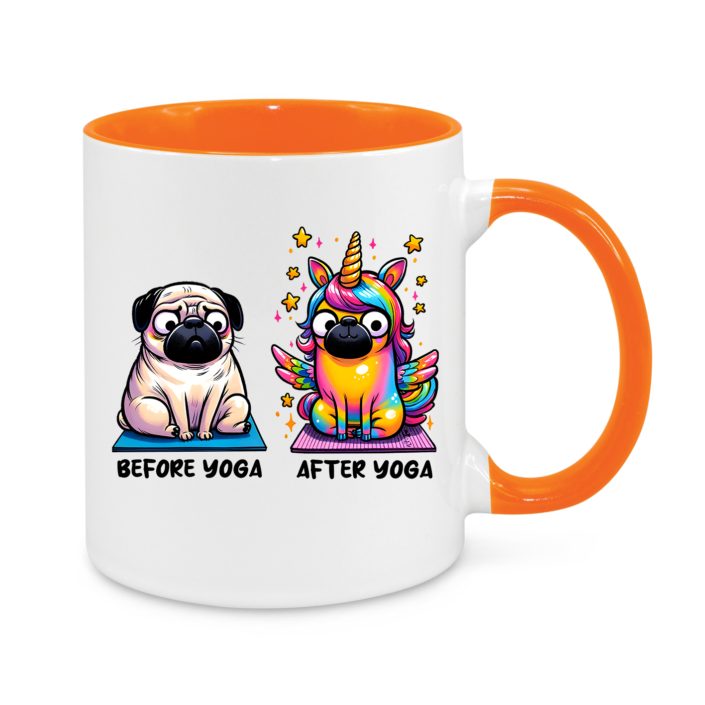 Before & After Yoga Mug - Pug to Unicorn Transformation!