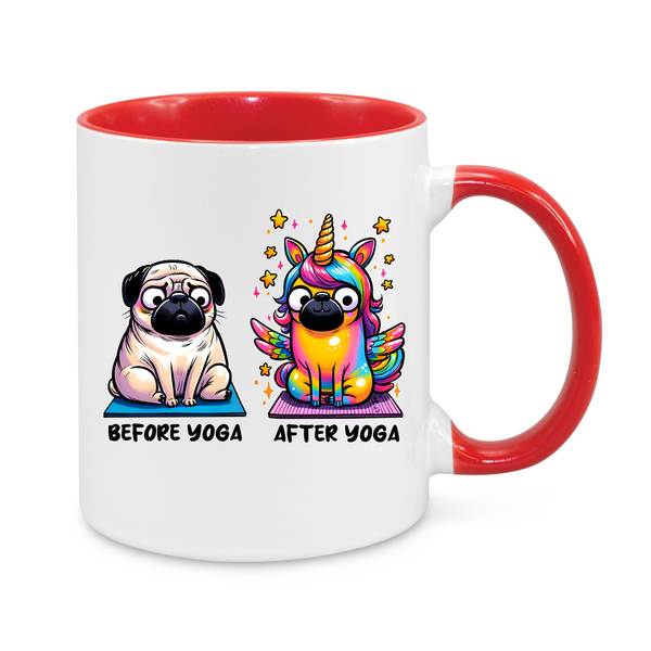 Before & After Yoga Mug - Pug to Unicorn Transformation!
