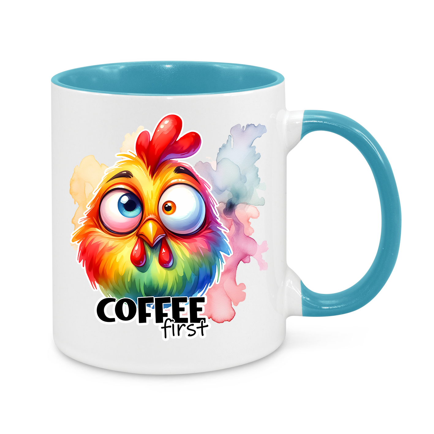 Coffee First Mug – Funny 11oz Rooster Coffee Cup – Perfect Gift for Caffeine Addicts & Morning Zombies