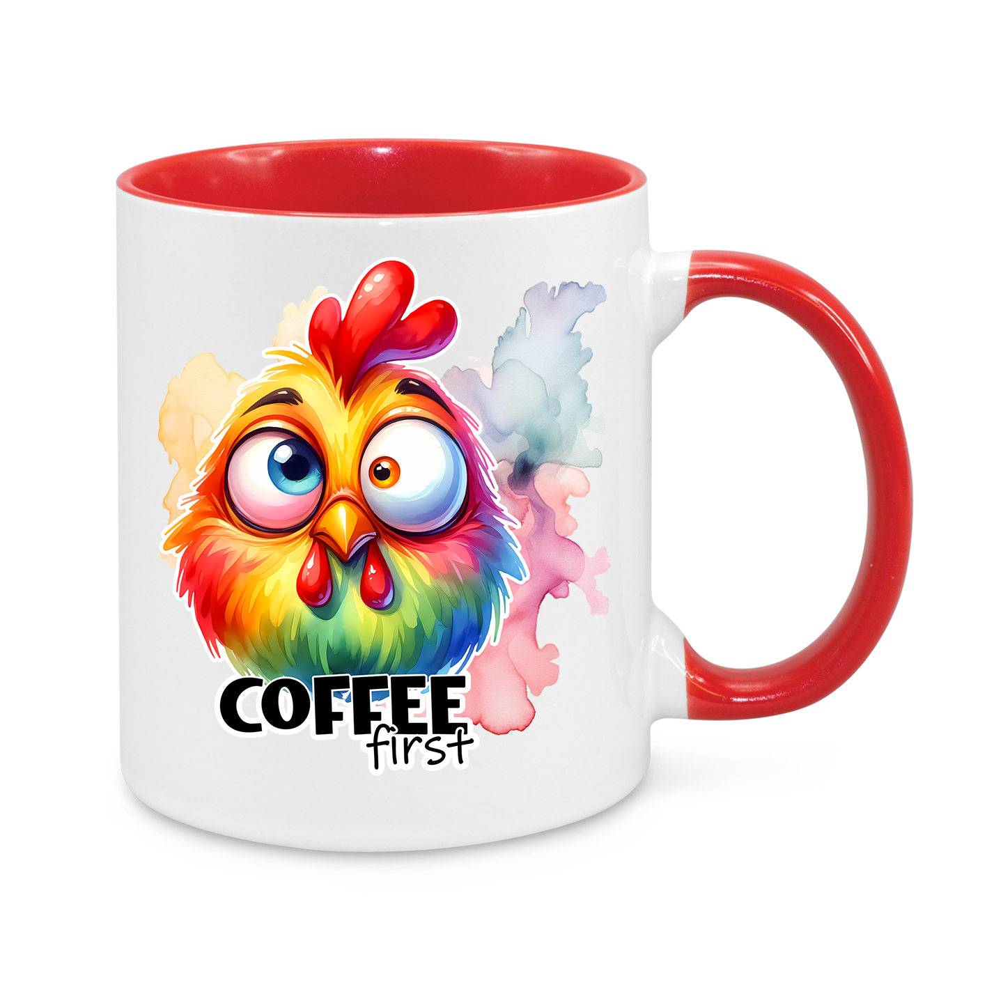 Coffee First Mug – Funny 11oz Rooster Coffee Cup – Perfect Gift for Caffeine Addicts & Morning Zombies
