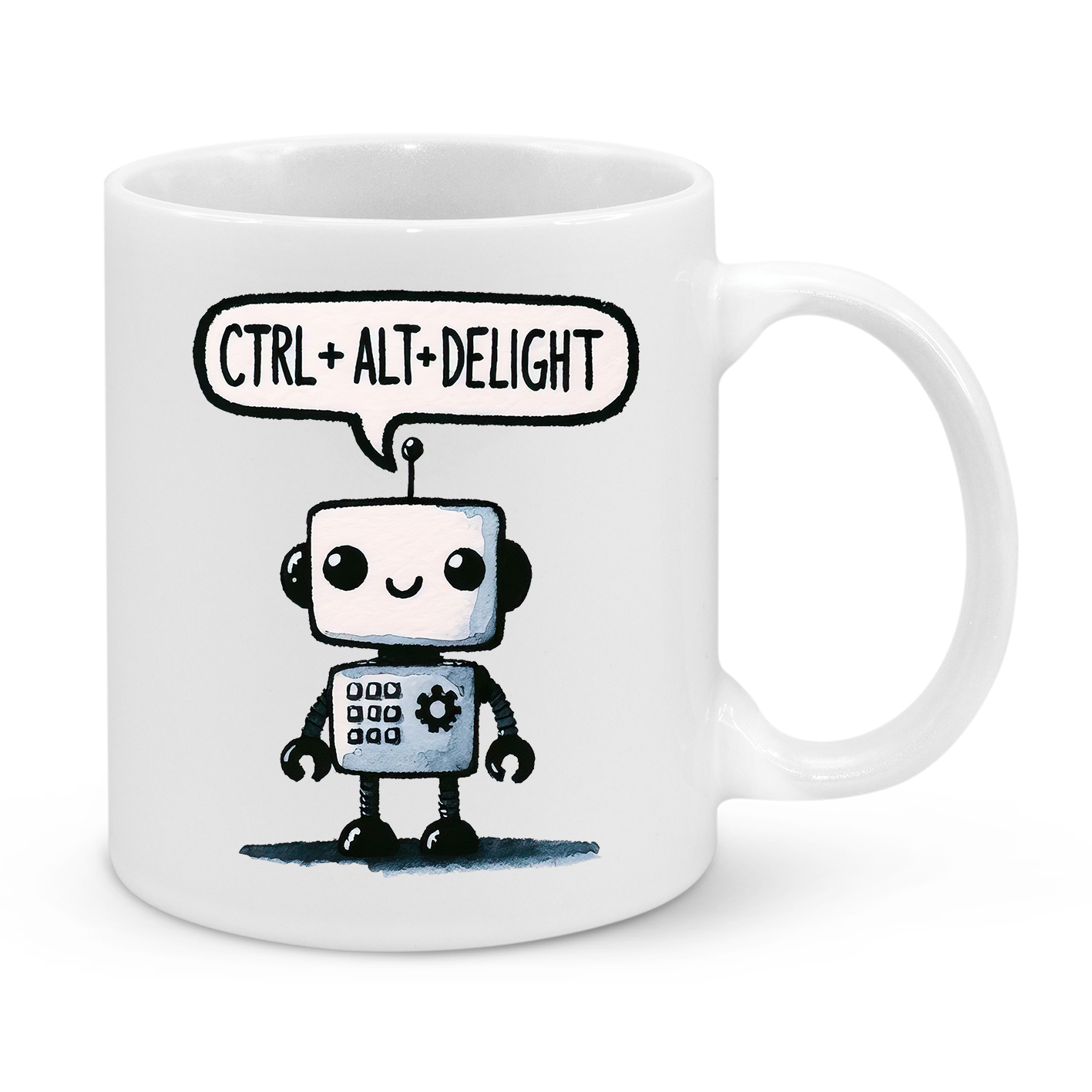 π€ CTRL + ALT + DELIGHT Mug β Funny Robot 11oz Coffee Cup β Perfect Gift for Tech Lovers, Programmers & Geeks βπ»