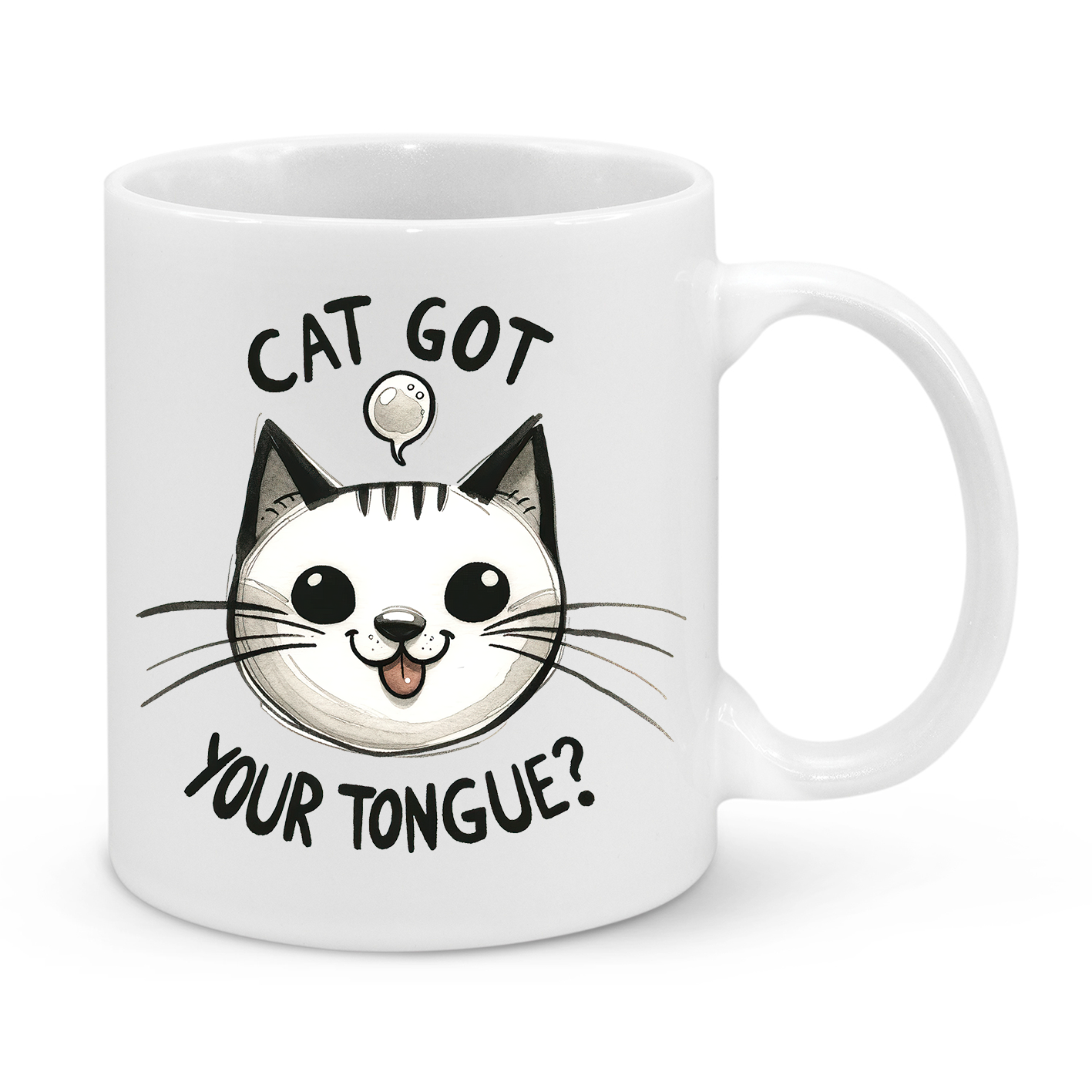 Cat Got Your Tongue? Mug – Funny 11oz Cat Lover Coffee Cup – Cute Gift for Pet Owners & Introverts