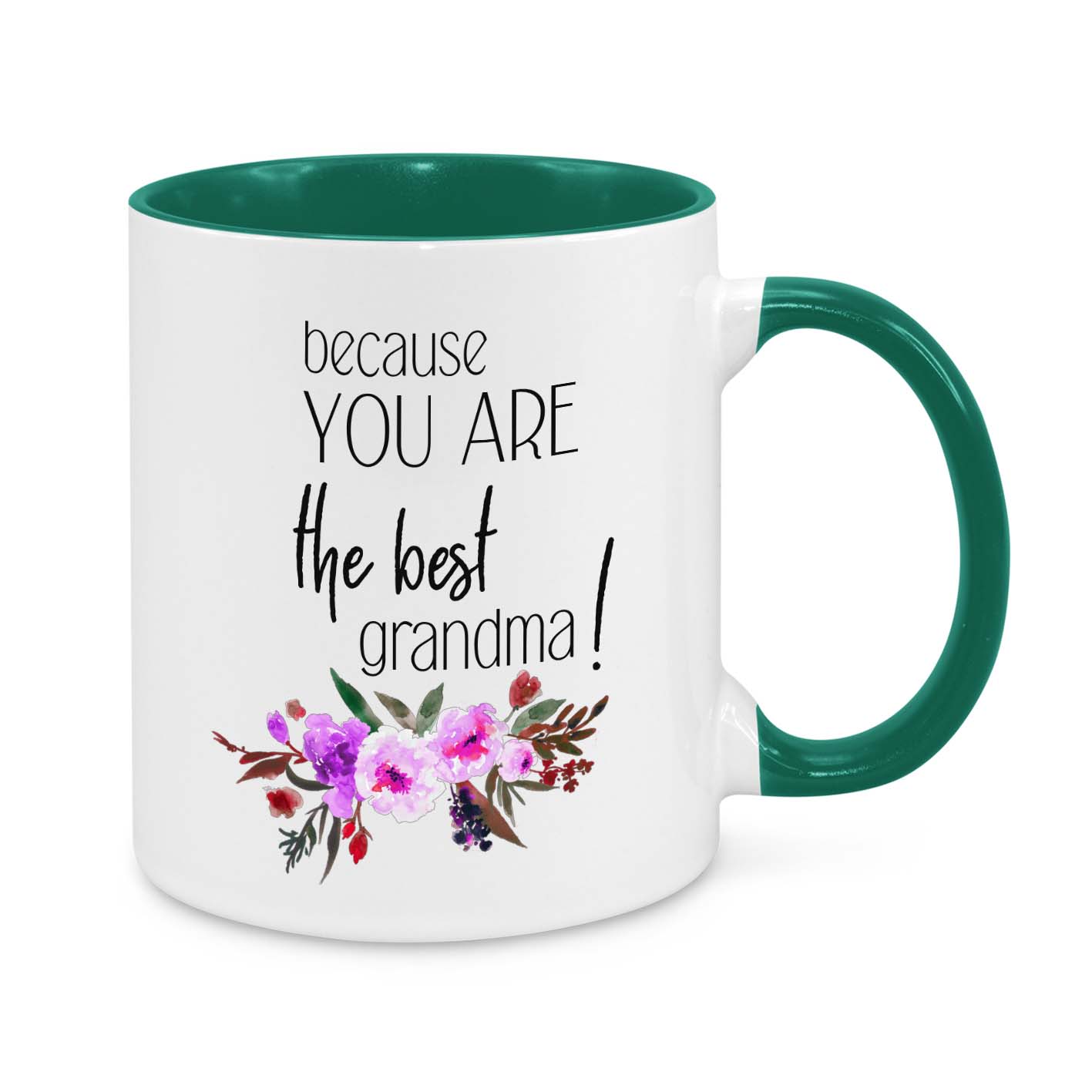 Because You Are the Best Grandma – Beautiful Floral Personalised Grandma Mug | Thoughtful Gift for Nana, Granny, or Gigi