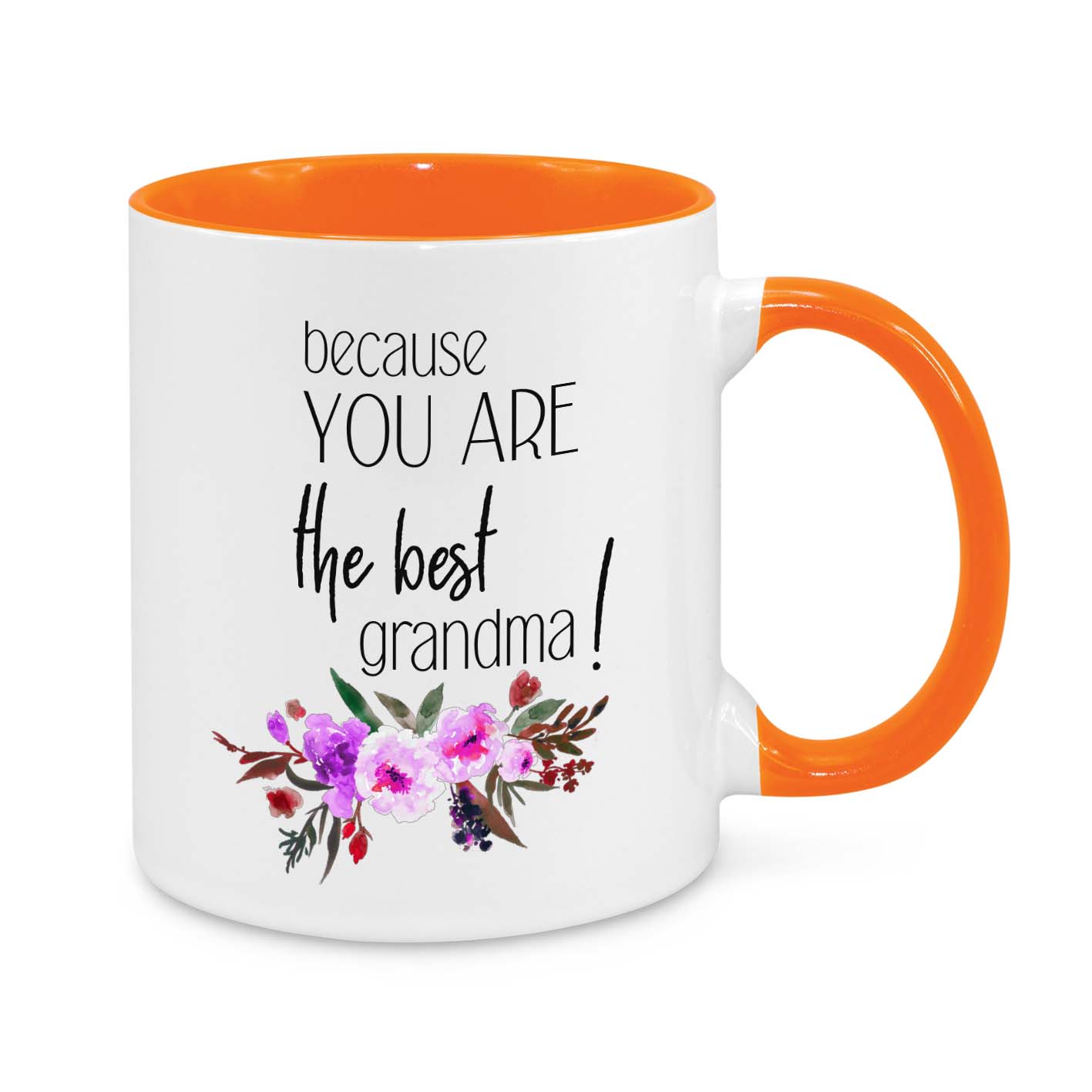 Because You Are the Best Grandma – Beautiful Floral Personalised Grandma Mug | Thoughtful Gift for Nana, Granny, or Gigi