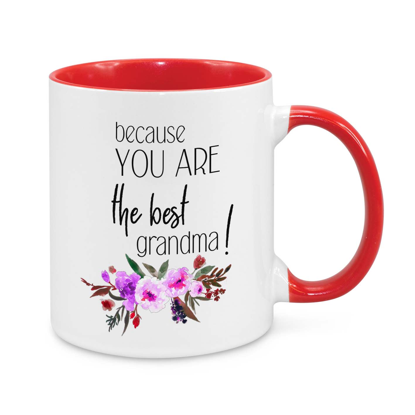 Because You Are the Best Grandma – Beautiful Floral Personalised Grandma Mug | Thoughtful Gift for Nana, Granny, or Gigi