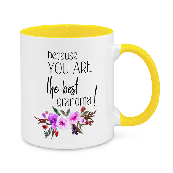 Because You Are the Best Grandma – Beautiful Floral Personalised Grandma Mug | Thoughtful Gift for Nana, Granny, or Gigi
