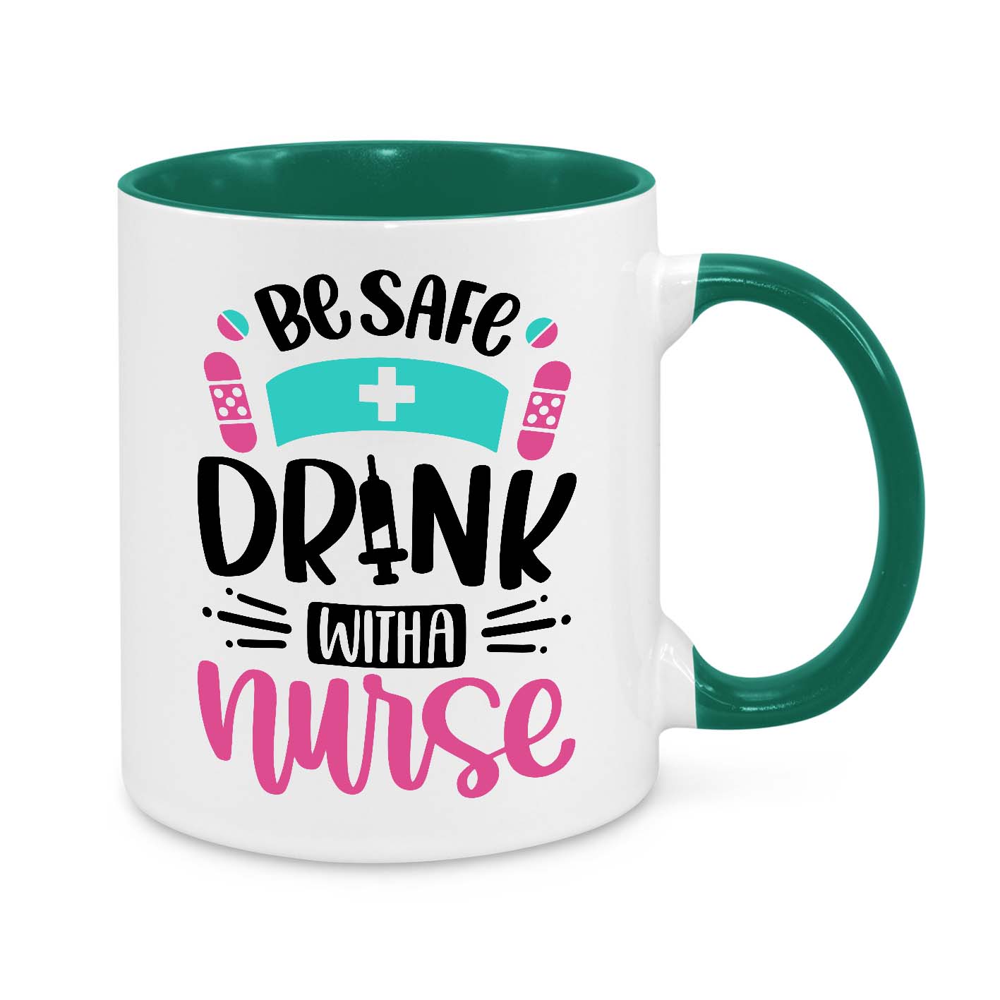 Funny Nurse Mug - 11oz Personalised Coffee Cup - Be Safe Drink with a Nurse - Novelty Nurse Gift - Funny Healthcare Worker Appreciation Mug