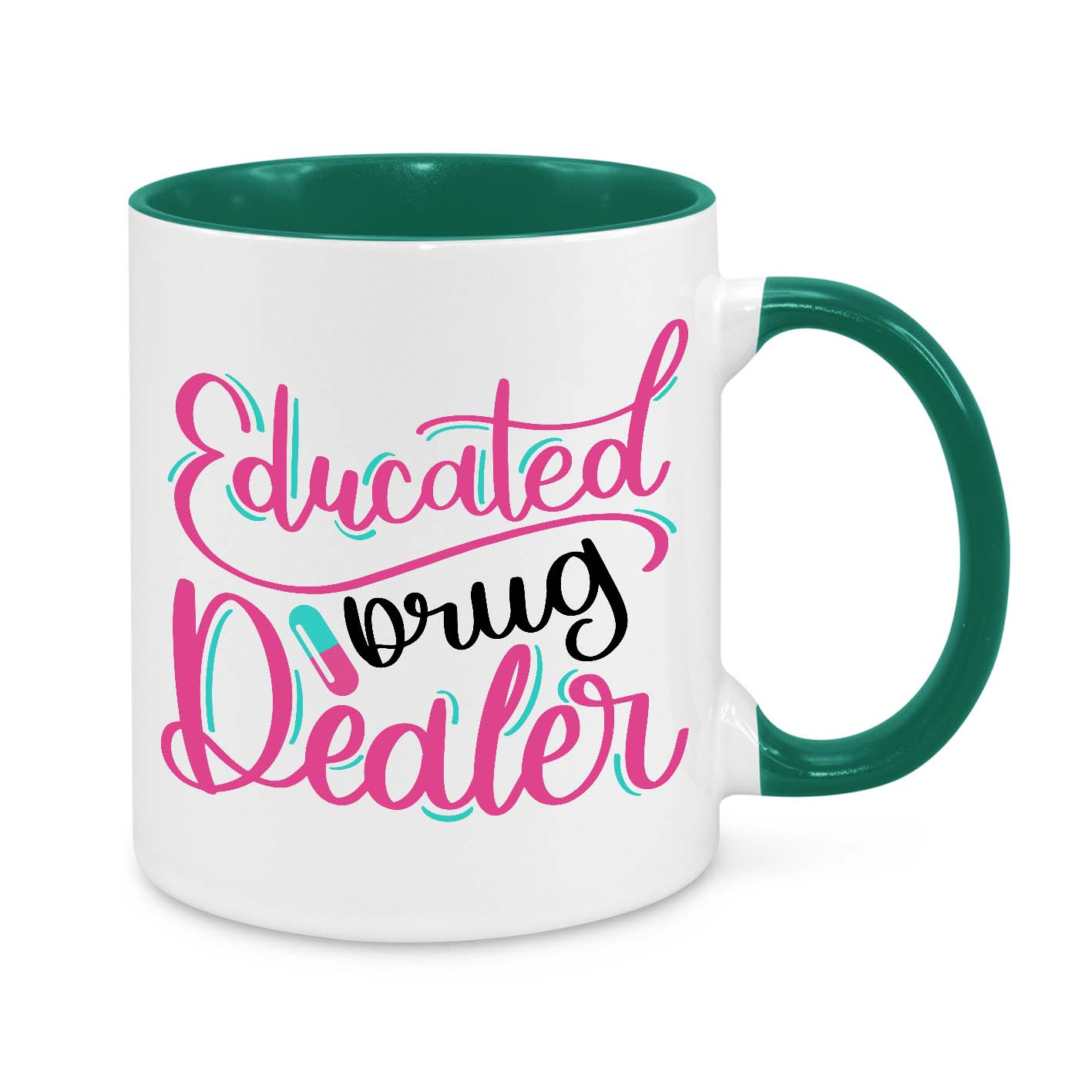 Funny Pharmacist Mug - 11oz Personalised Coffee Cup - Educated Drug Dealer - Novelty Gift for Nurses, Pharmacists & Healthcare Workers - Prescription Humour Mug