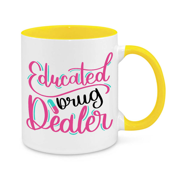 Funny Pharmacist Mug - 11oz Personalised Coffee Cup - Educated Drug Dealer - Novelty Gift for Nurses, Pharmacists & Healthcare Workers - Prescription Humour Mug