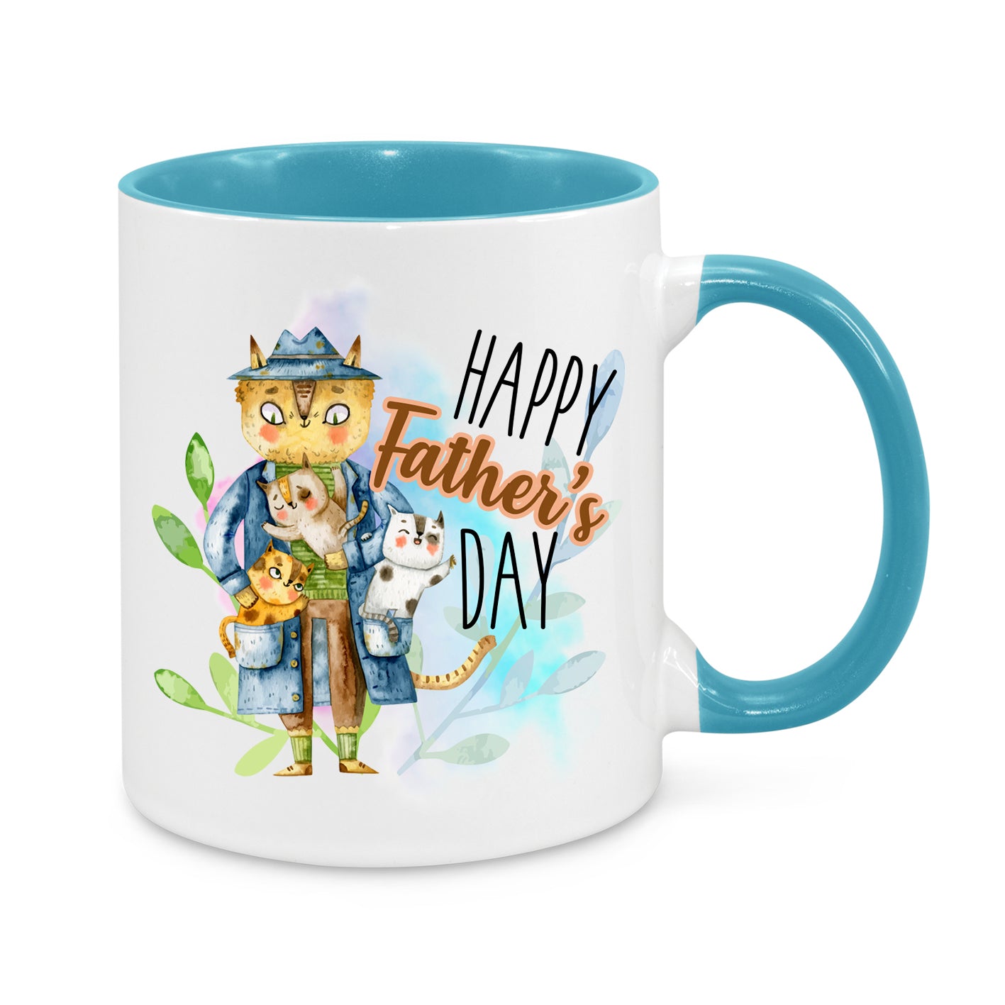 Happy Father’s Day Mug – Cute Cat Dad Design – Novelty Coffee Cup Gift for Dads