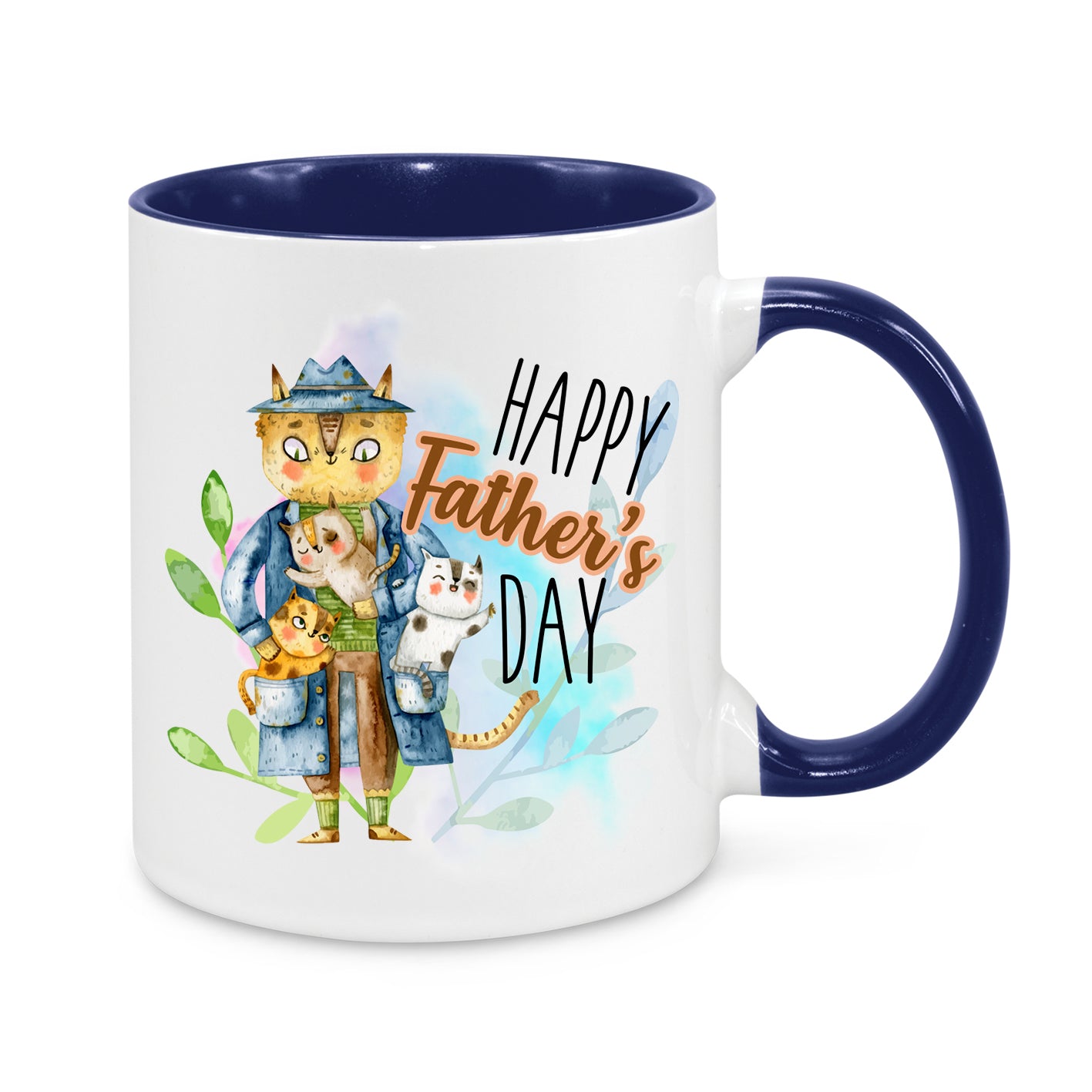 Happy Father’s Day Mug – Cute Cat Dad Design – Novelty Coffee Cup Gift for Dads