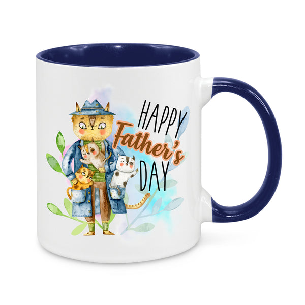 Happy Father’s Day Mug – Cute Cat Dad Design – Novelty Coffee Cup Gift for Dads