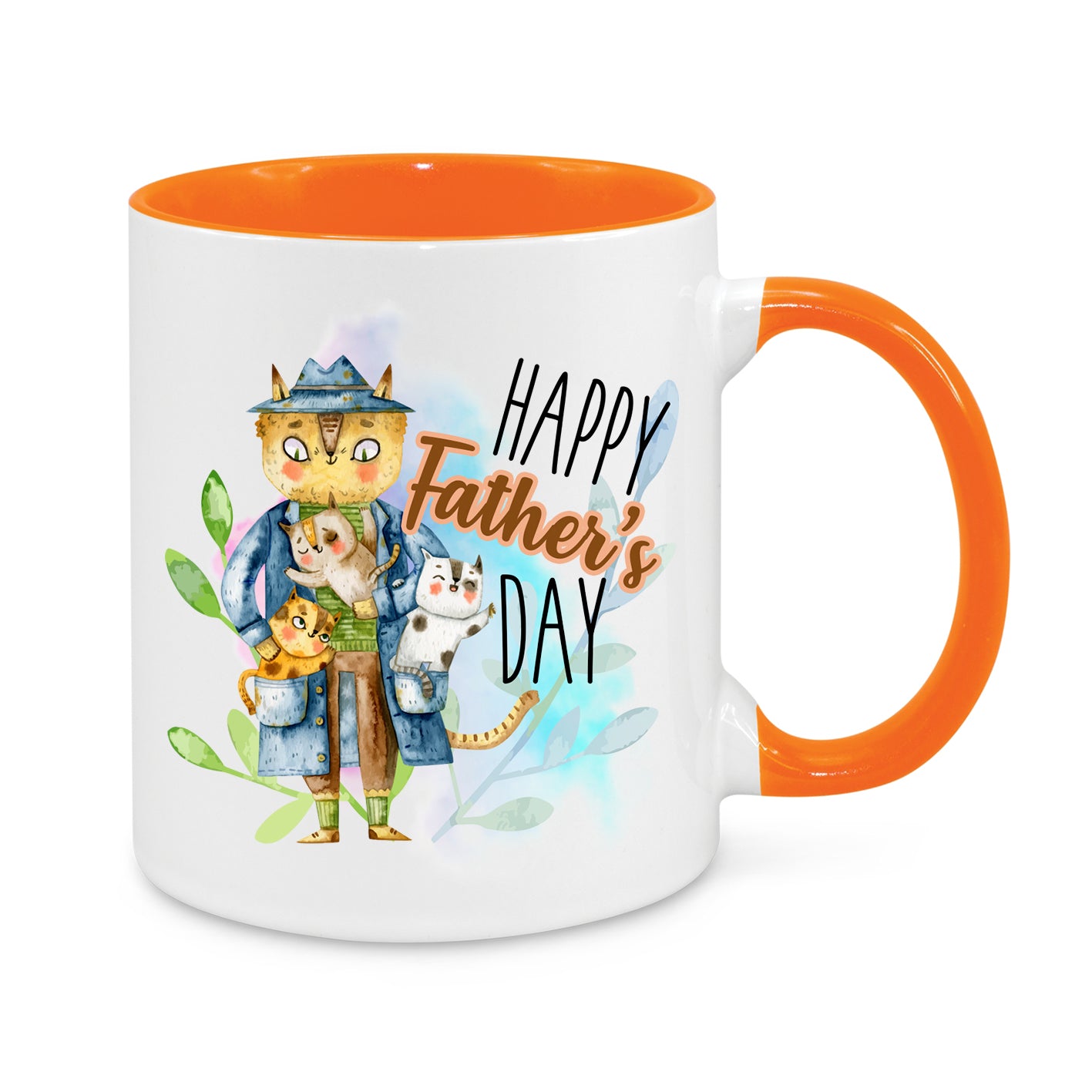 Happy Father’s Day Mug – Cute Cat Dad Design – Novelty Coffee Cup Gift for Dads