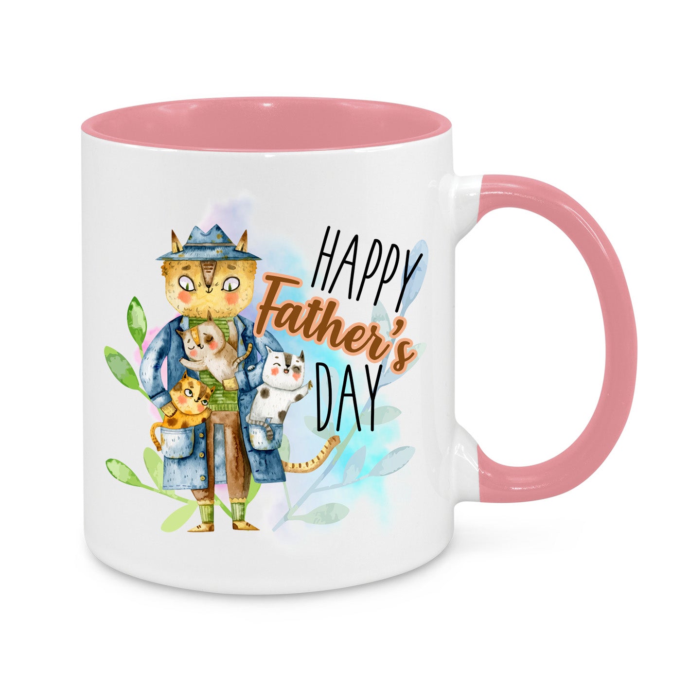 Happy Father’s Day Mug – Cute Cat Dad Design – Novelty Coffee Cup Gift for Dads