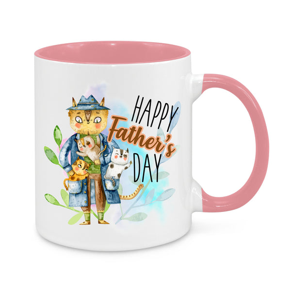 Happy Father’s Day Mug – Cute Cat Dad Design – Novelty Coffee Cup Gift for Dads