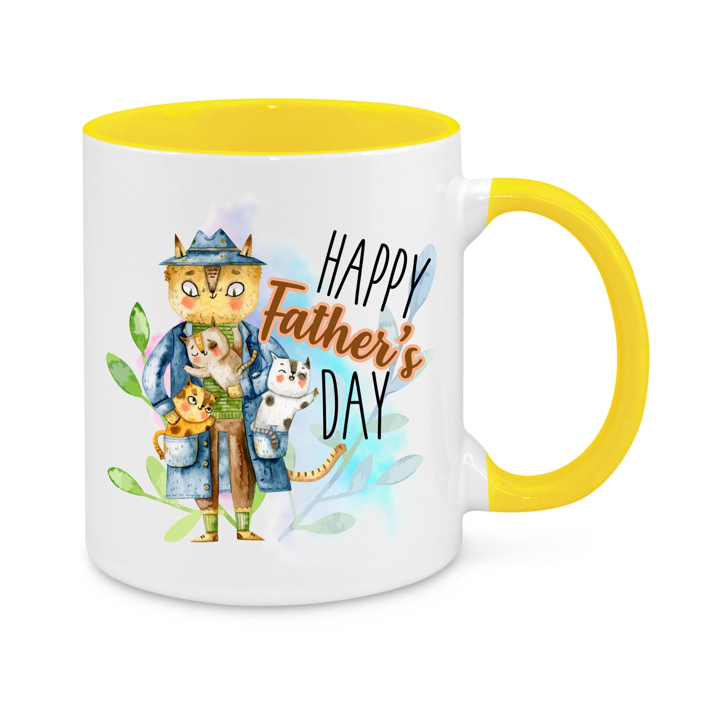Happy Father’s Day Mug – Cute Cat Dad Design – Novelty Coffee Cup Gift for Dads