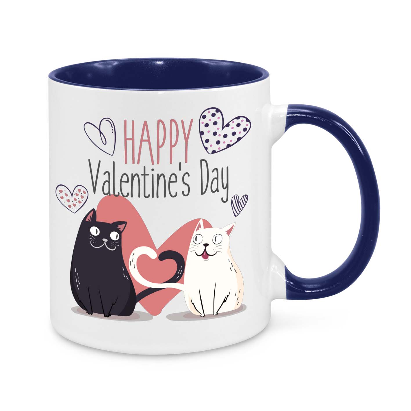 Happy Valentine’s Day Mug – Cute Cat Couple Coffee Cup – Romantic Gift for Cat Lovers