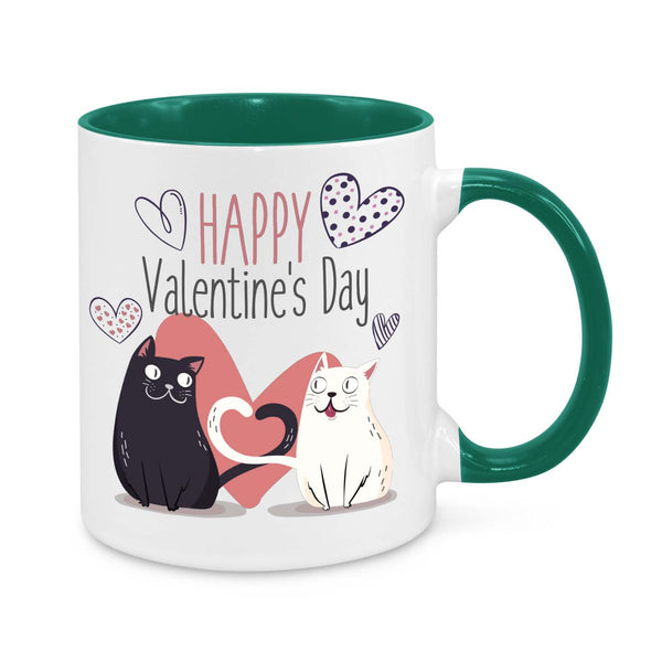 Happy Valentine’s Day Mug – Cute Cat Couple Coffee Cup – Romantic Gift for Cat Lovers