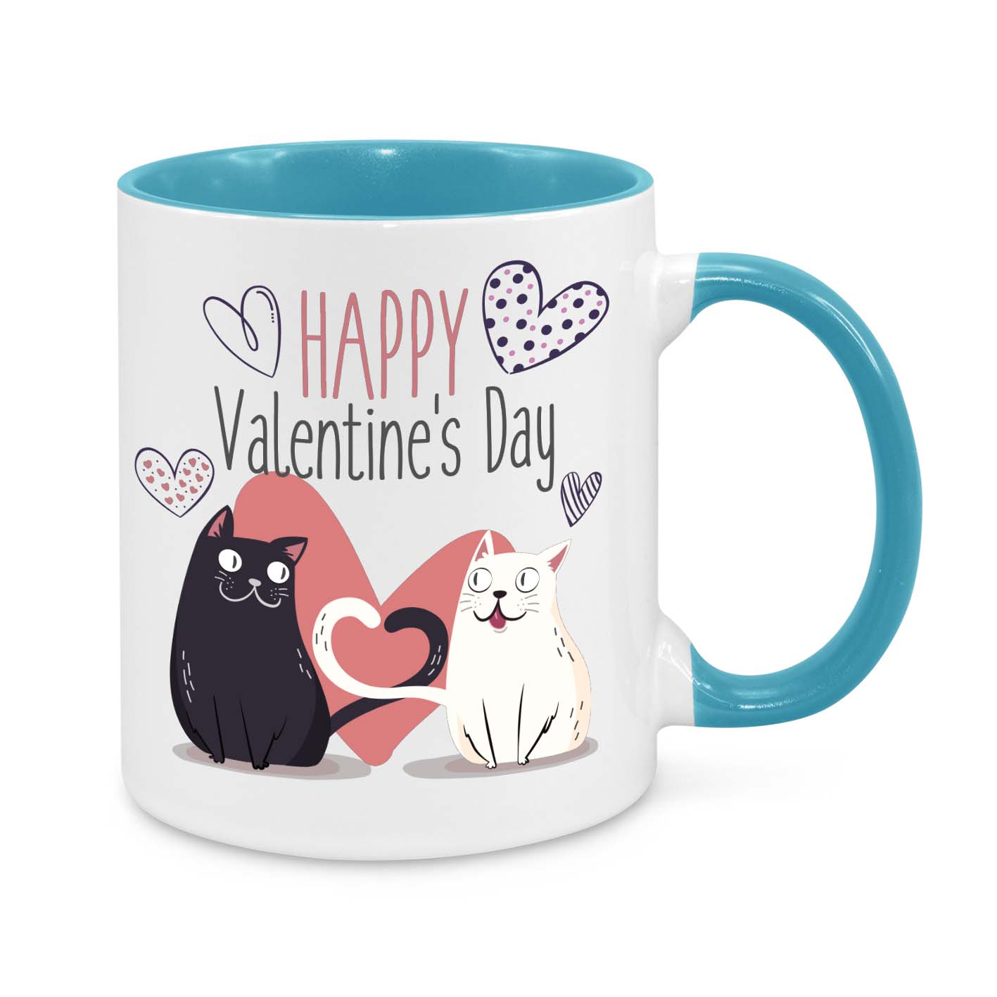 Happy Valentine’s Day Mug – Cute Cat Couple Coffee Cup – Romantic Gift for Cat Lovers