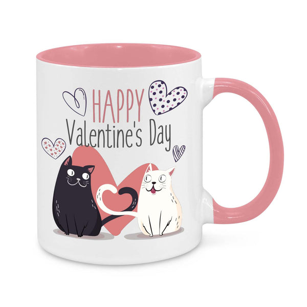 Happy Valentine’s Day Mug – Cute Cat Couple Coffee Cup – Romantic Gift for Cat Lovers